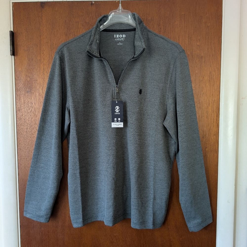 IZOD Luxury Classics Striped Quarter-Zip Golf Pullover Men's Size Large NEW!